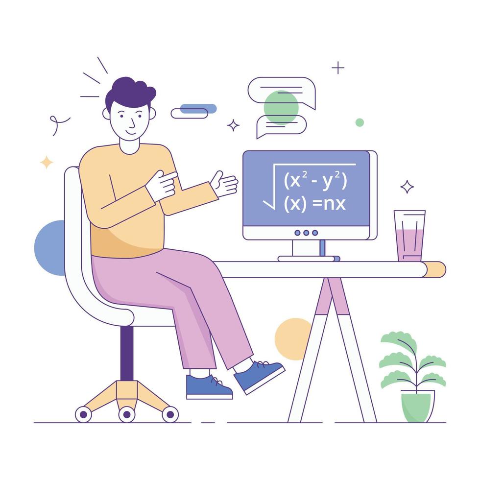 Flat illustration of online learning, editable design vector
