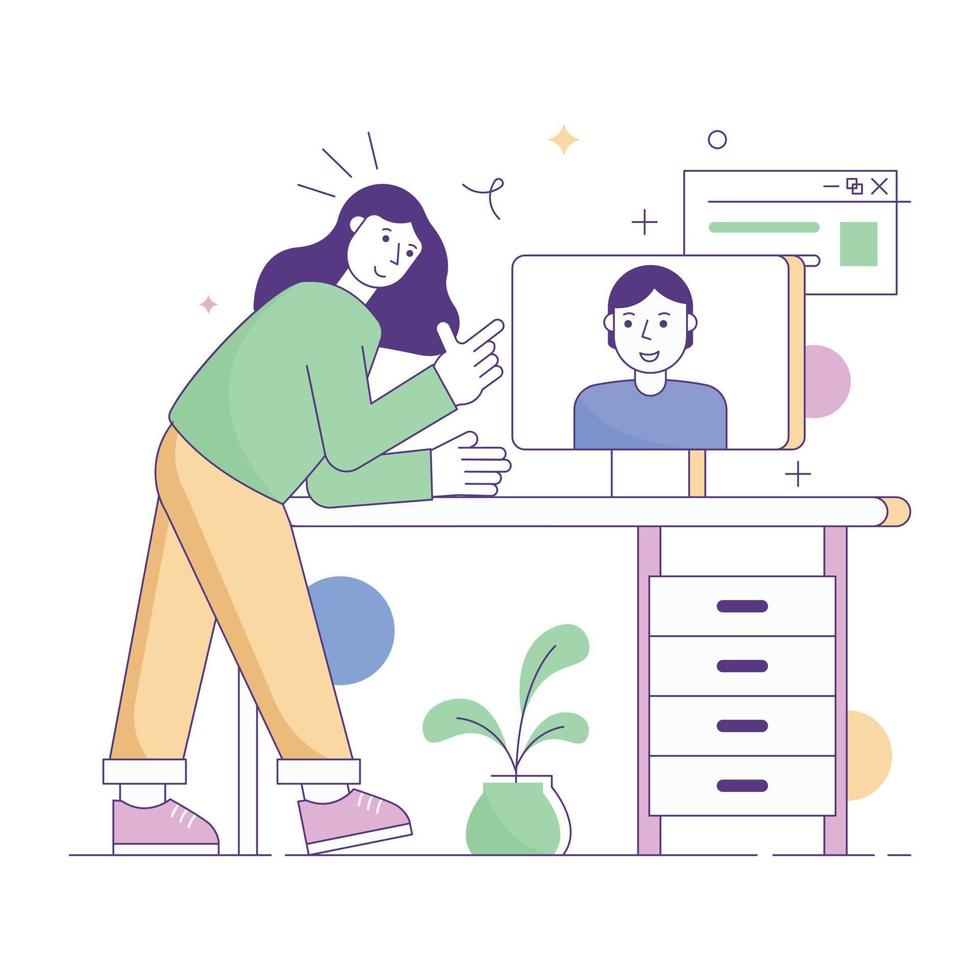 Flat illustration of online learning, editable design vector