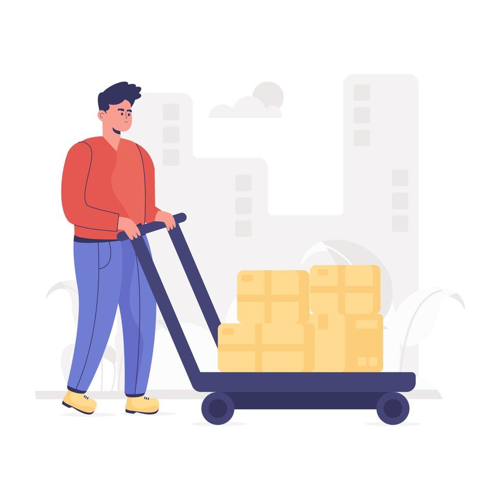 A doorstep delivery flat vector, shipping services vector
