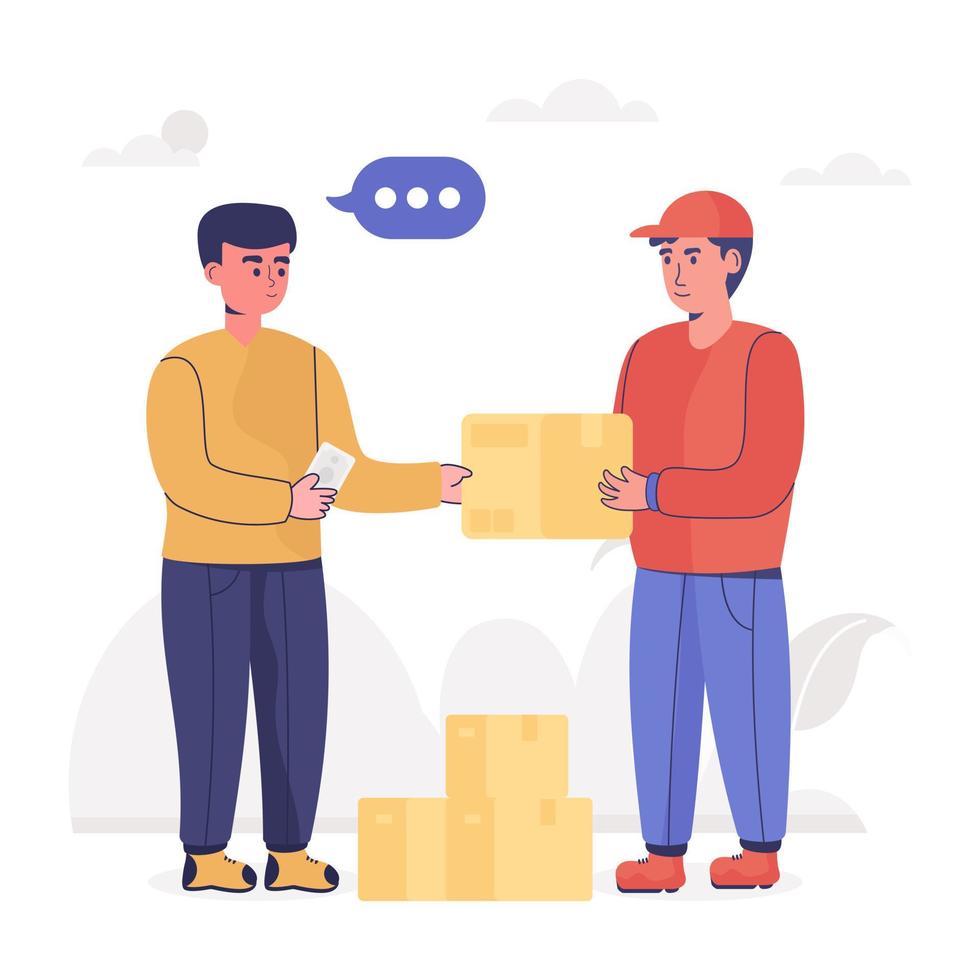 A doorstep delivery flat vector, shipping services vector