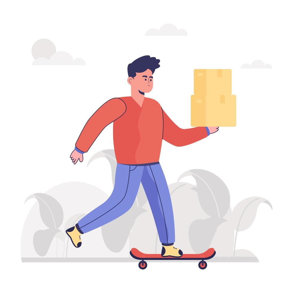 A doorstep delivery flat vector, shipping services vector