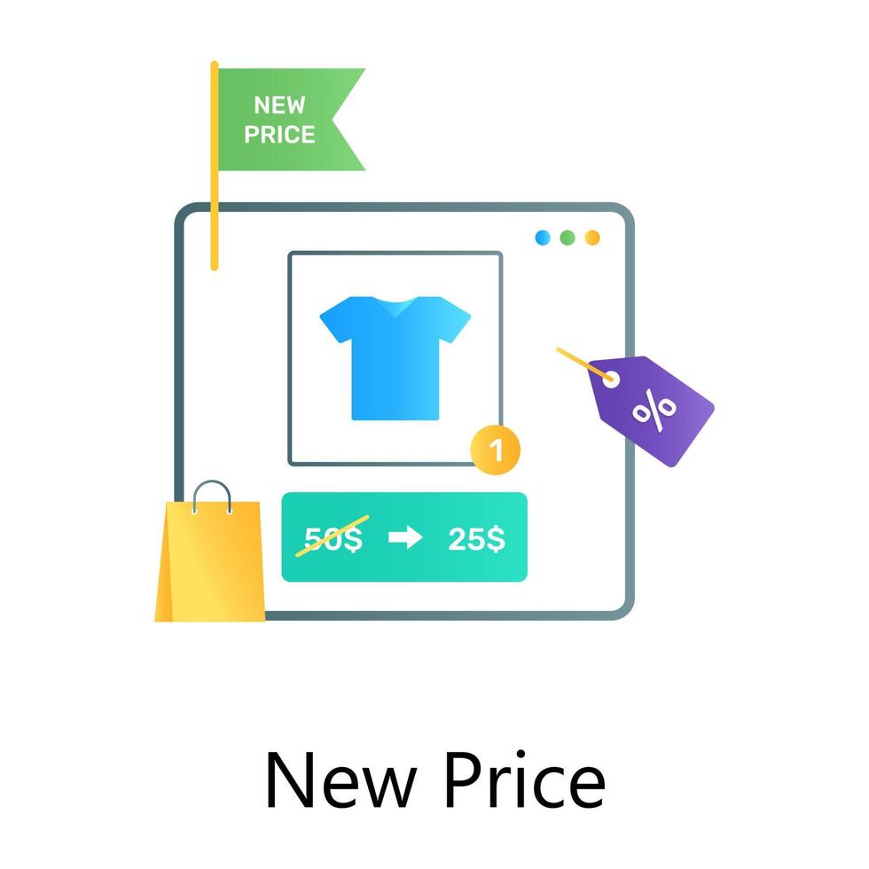 Mobile shopping app, gradient vector of new price design