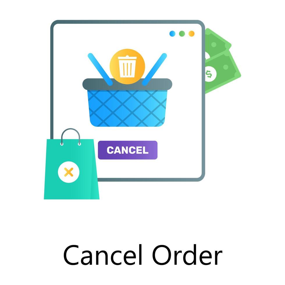 Online cancel order of gradient vector design, eshopping concept