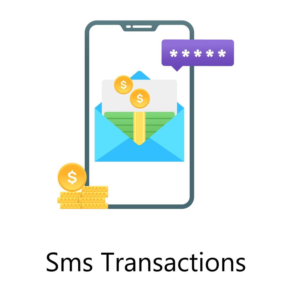 Banking text alert, gradient vector of sms transaction