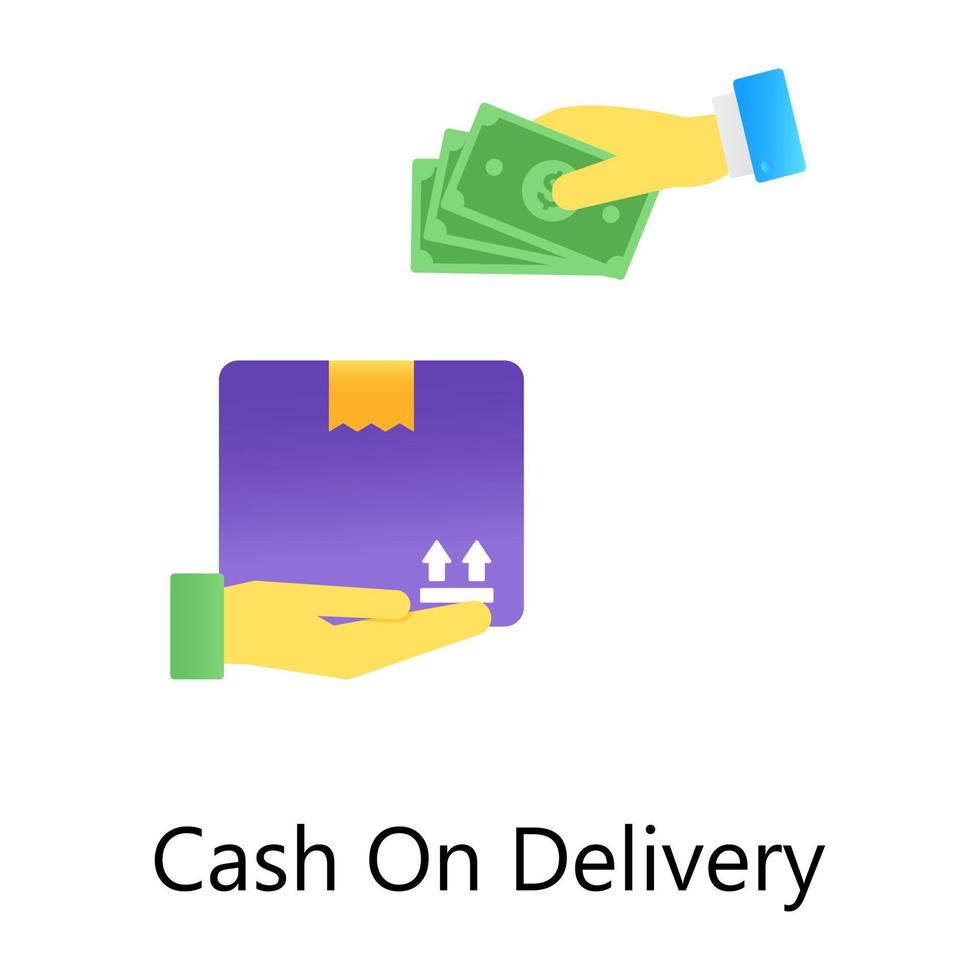 Trendy gradient design of cash on delivery, giving money receiving parcel vector