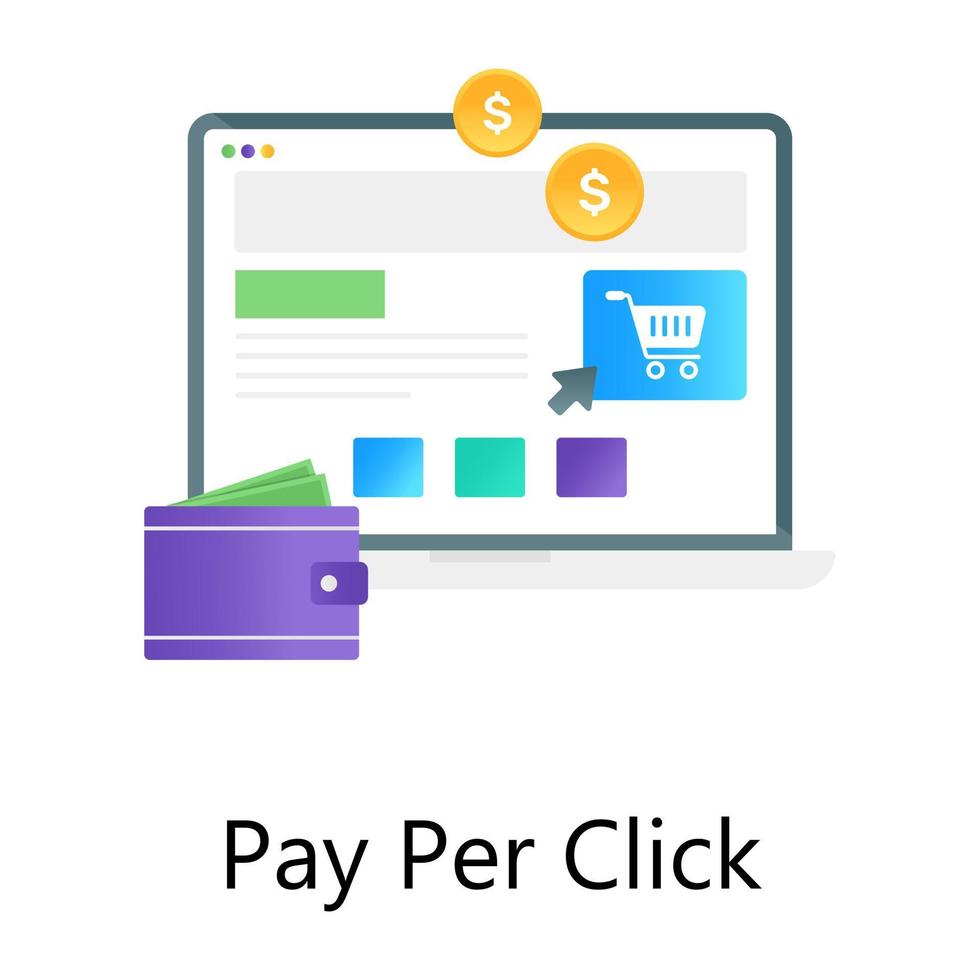 Arrow touch on dollar currency symbolising cost per click concept vector