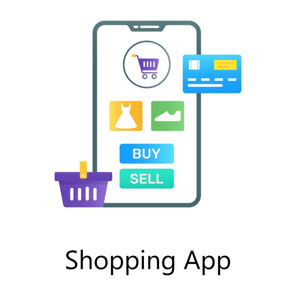 Mobile app, gradient vector of shopping app design