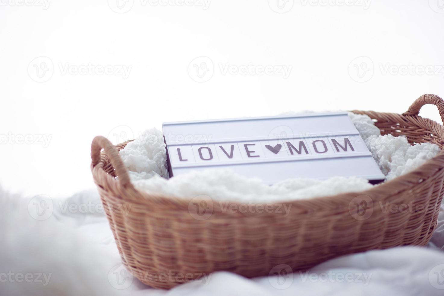 White mother's love sign instead of love for mother photo
