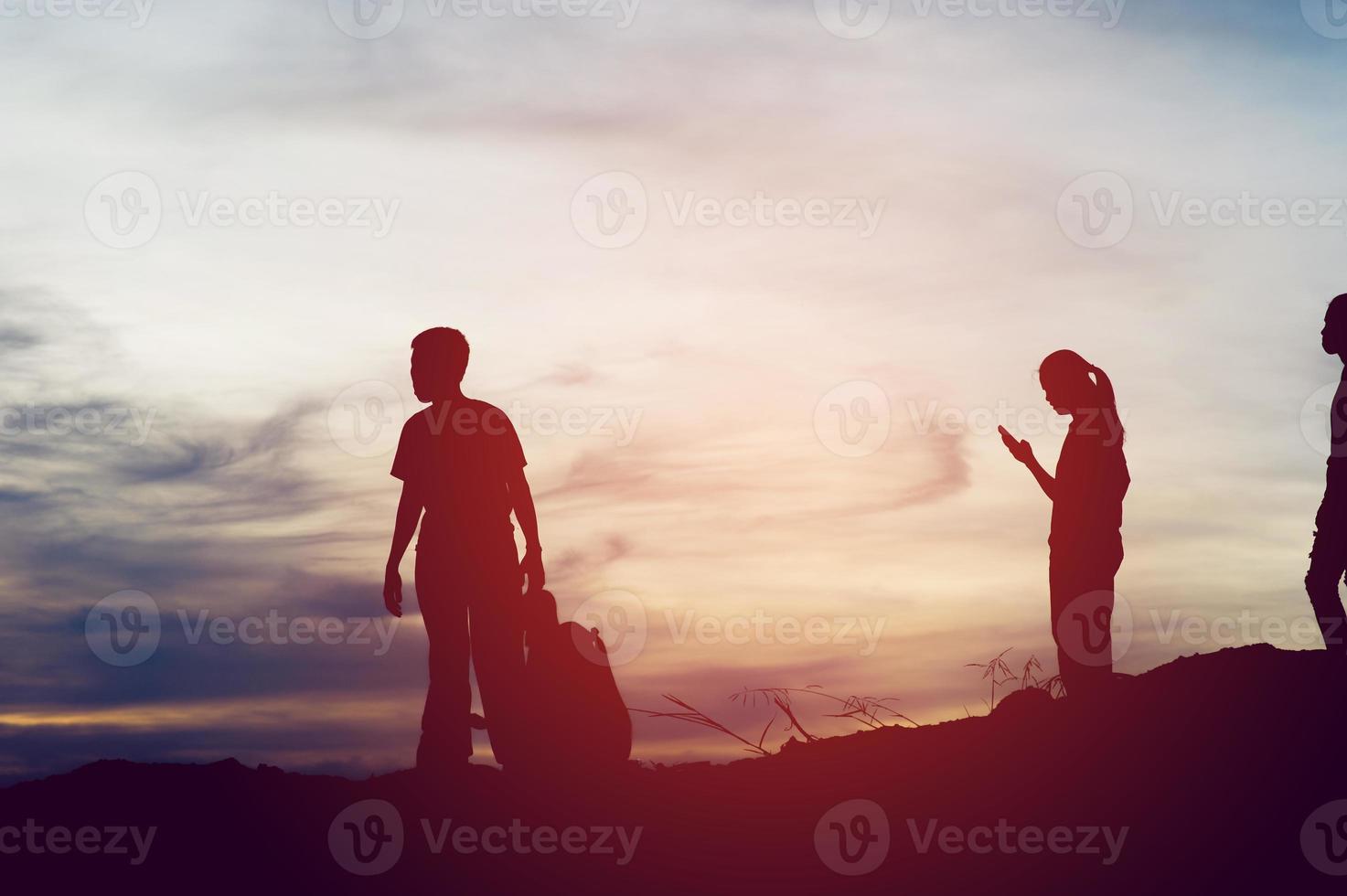 Silhouette of team leadership, teamwork and teamwork and delightful silhouette concepts photo