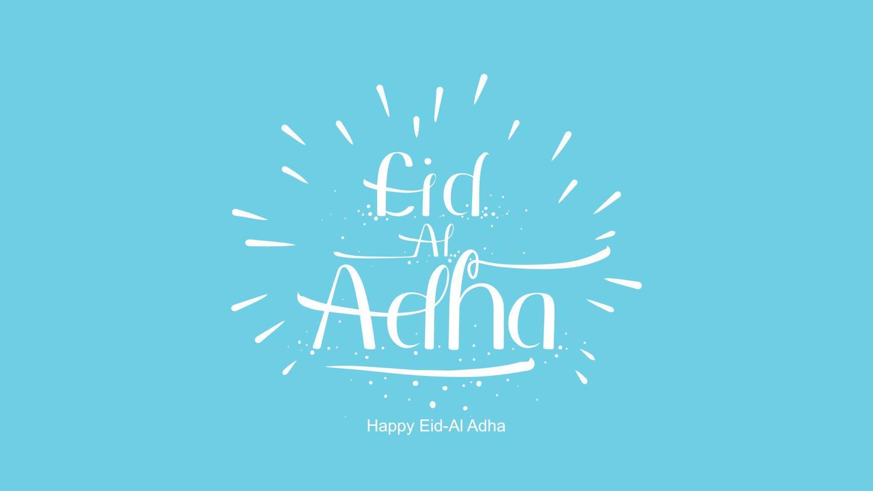 Eid al-Adha handwritten lettering. Beautiful text design for for graphic poster, greeting card etc.Greeting vector illustration