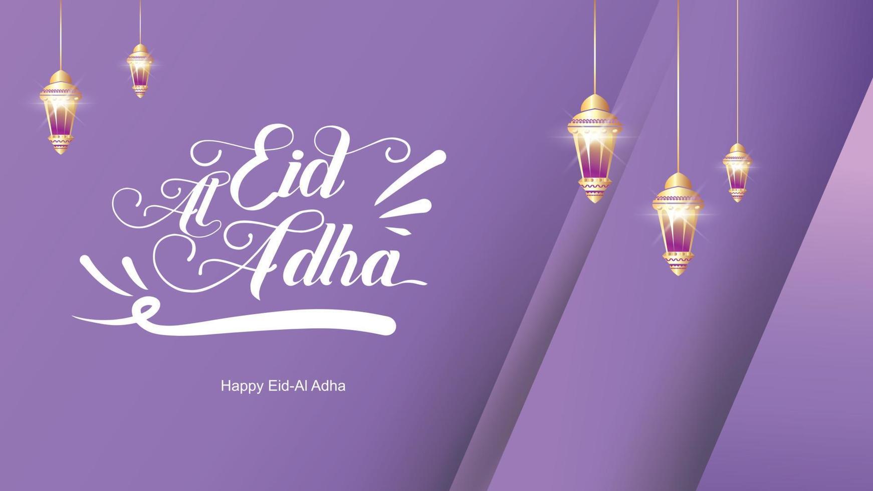 Eid al-Adha handwritten lettering. Beautiful text design for for graphic poster, greeting card etc.Greeting vector illustration