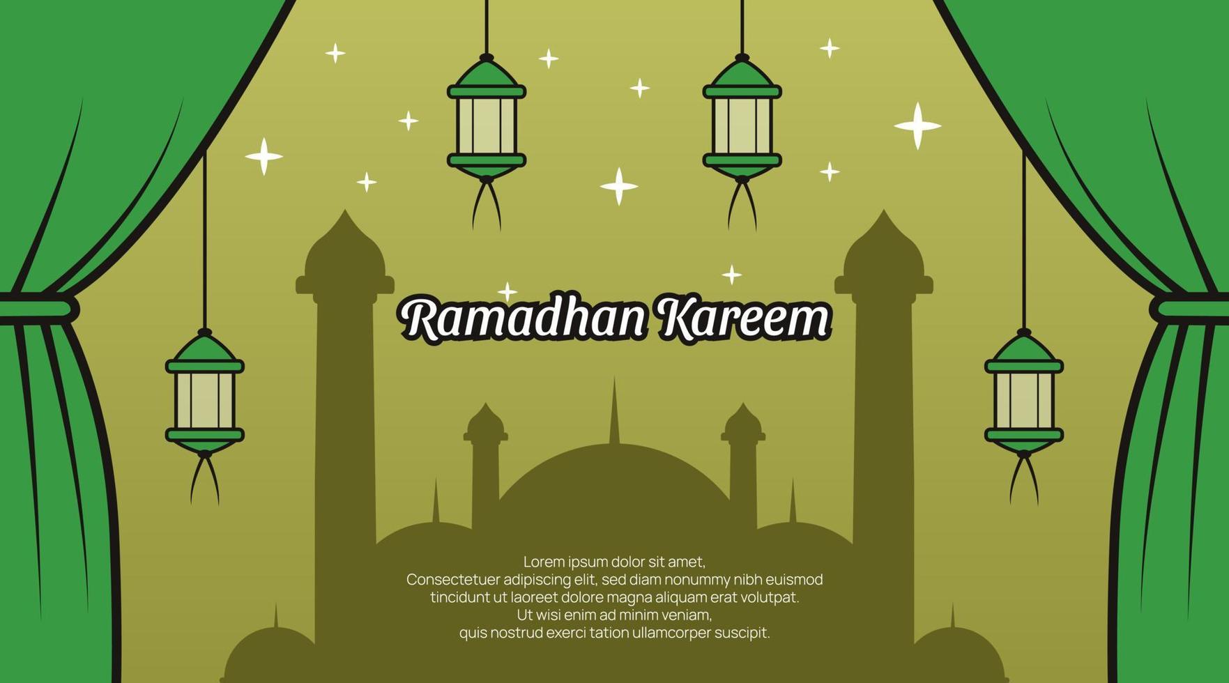 ramadan banner vector, cartoon style 02 vector