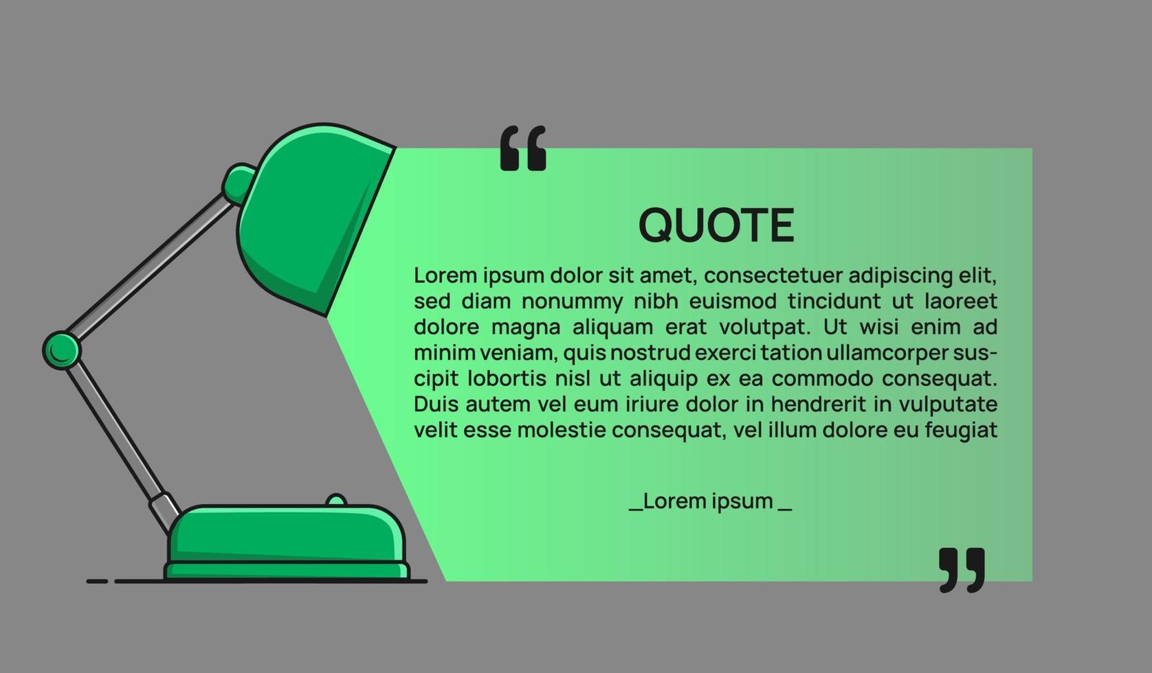 Quote banner, table lamp spotlight vector