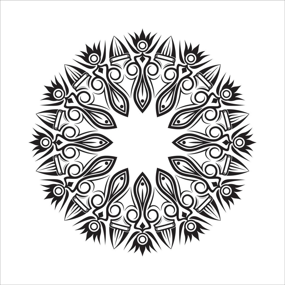 mandala vector, black and white outline vector