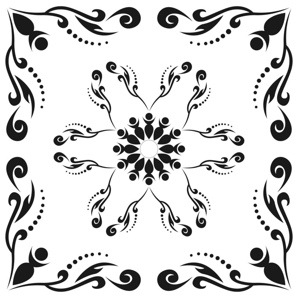 vector de ornamento, blanco y negro