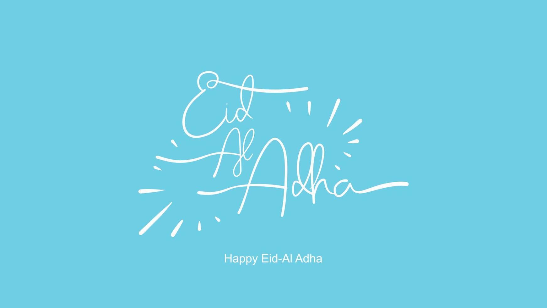 Eid al-Adha handwritten lettering. Beautiful text design for for graphic poster, greeting card etc.Greeting vector illustration