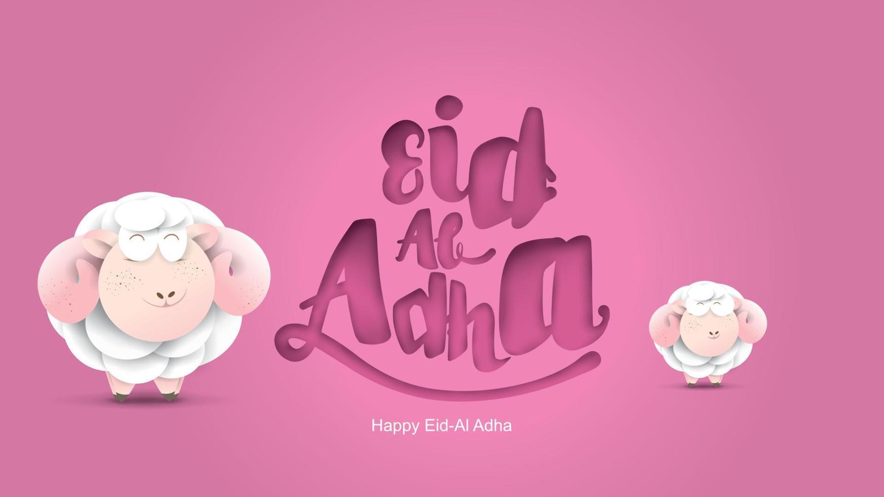 Muslim holiday Eid al-Adha. the sacrifice a ram sheep. Beautiful text handwritten lettering design for for graphic poster, greeting card etc.Greeting vector illustration
