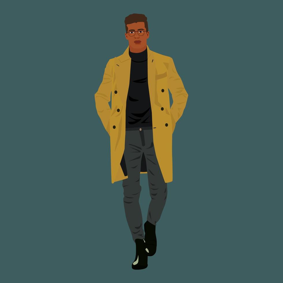 hombre elegante en abrigo. vector