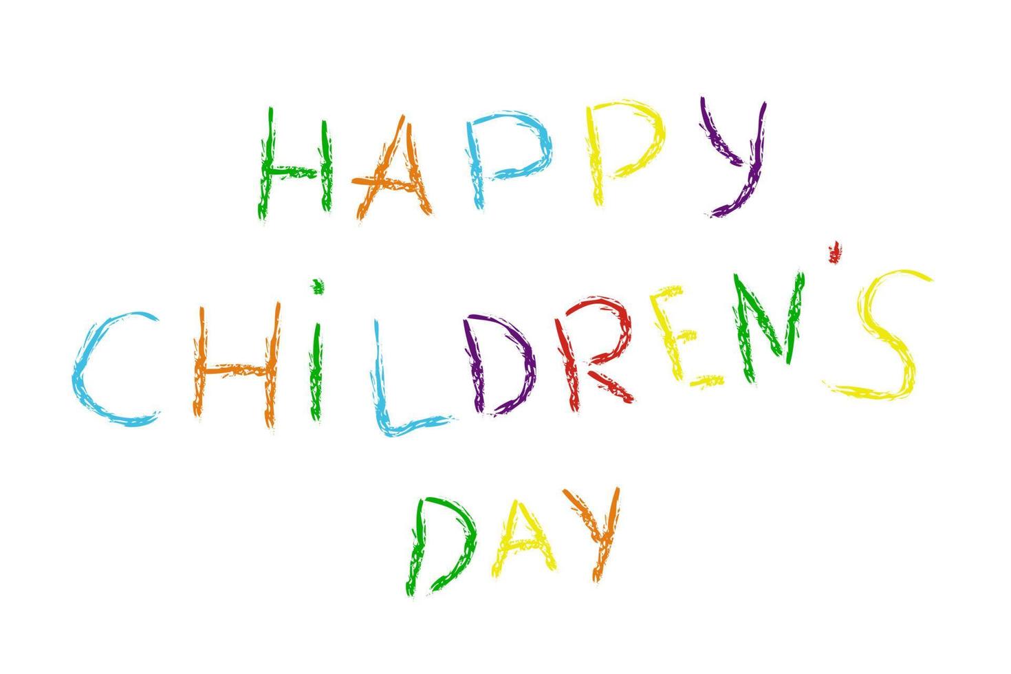 Colorful lettering  Happy Children Day with chalk effect in cartoon style. vector