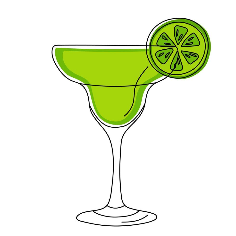 Hand drawn cocktail with lime. vector