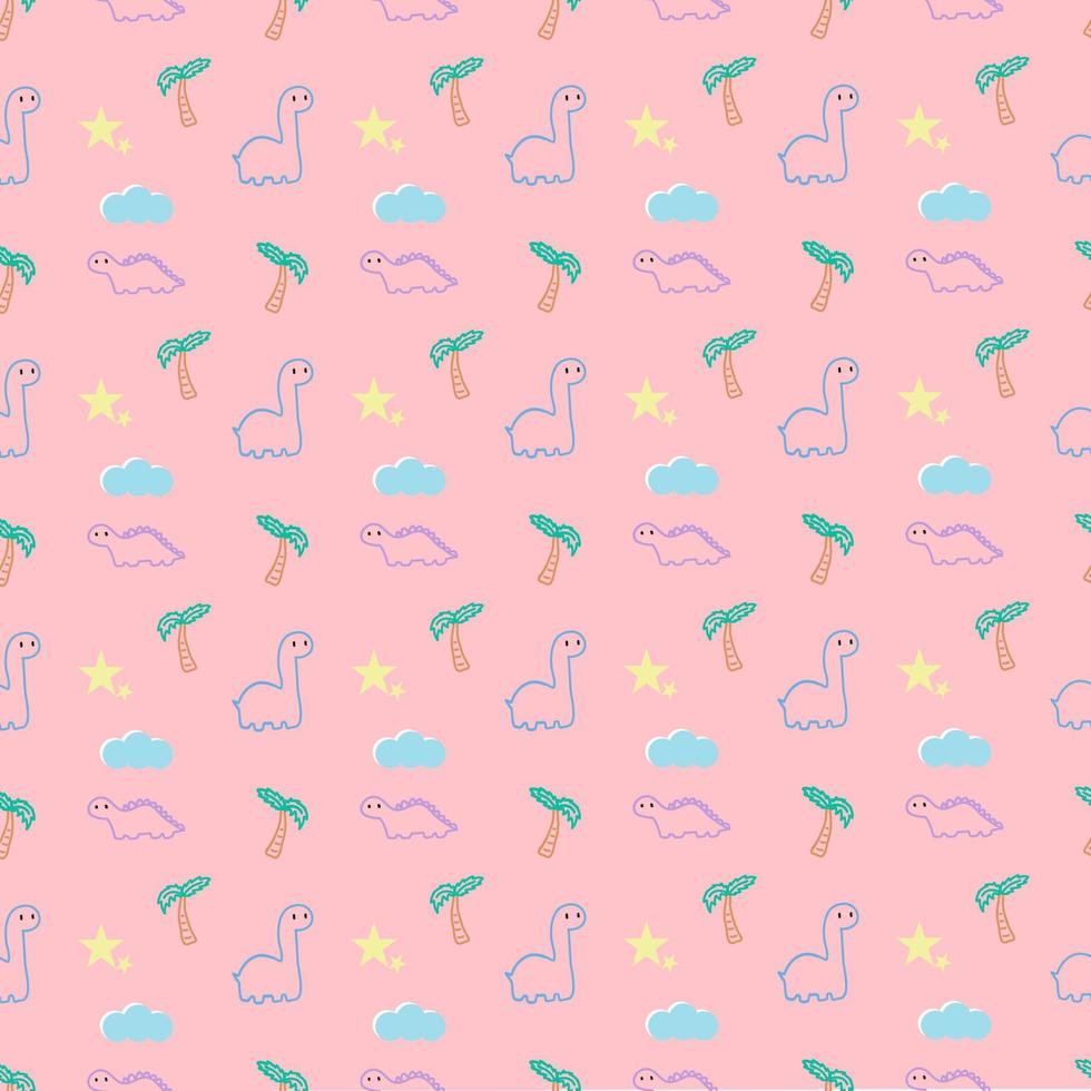 Seamless pastel dinosaurs strips pattern for unsex kids. vector