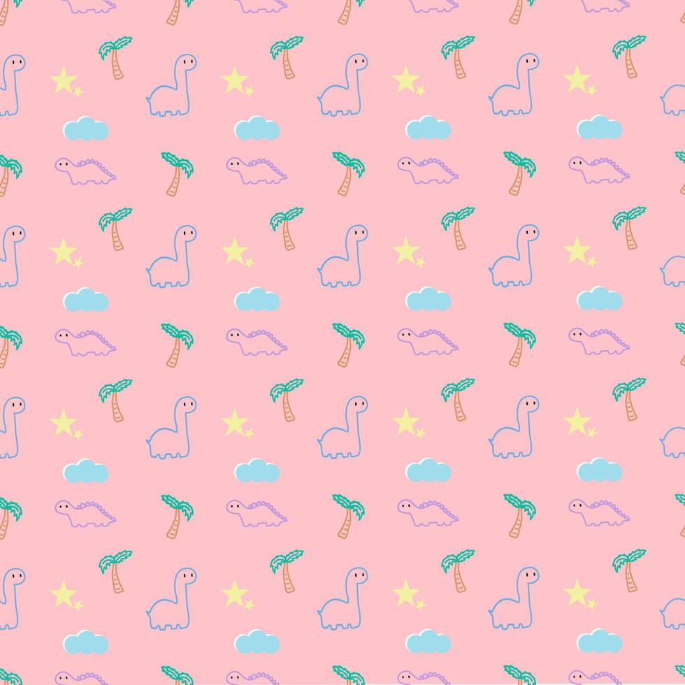 Seamless pastel dinosaurs strips pattern for unsex kids. vector