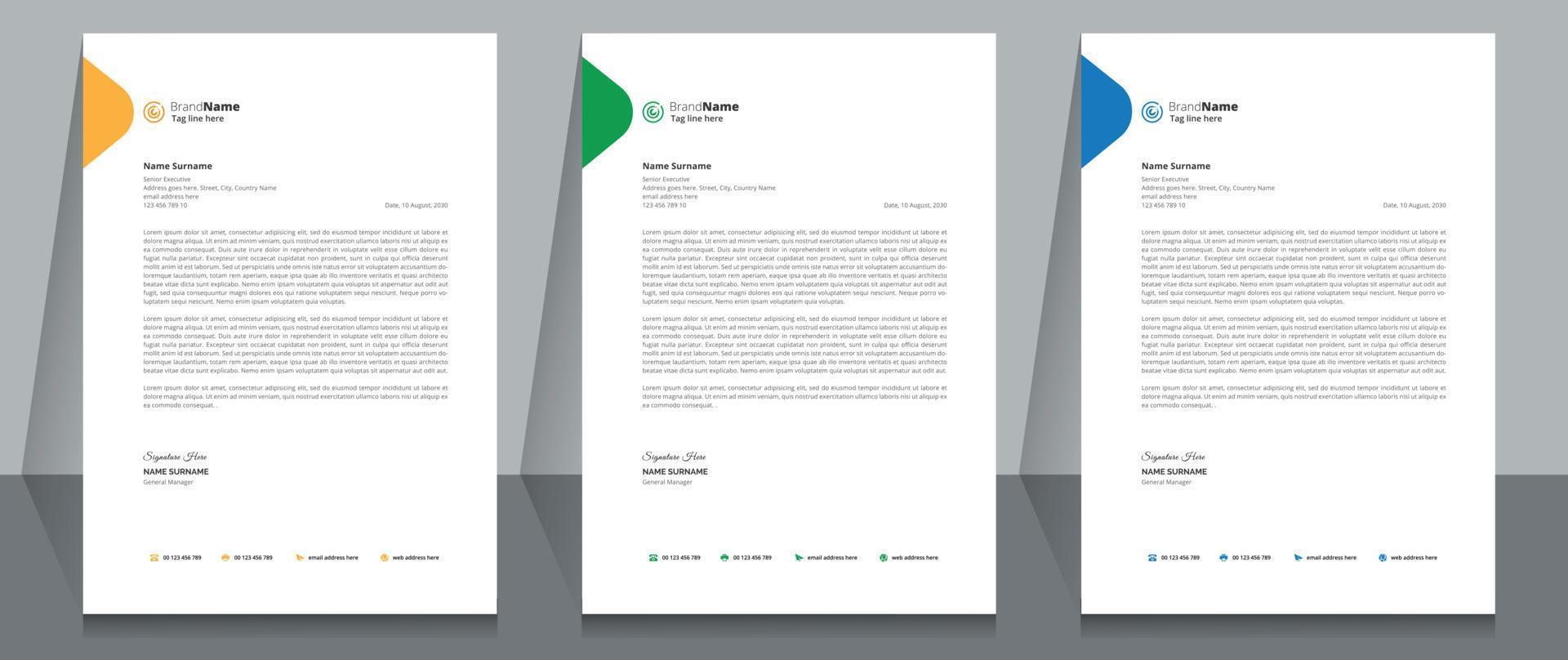 Letterhead Format Template, Business Style Letterhead Design Template. Company Letterhead Template Designs. vector