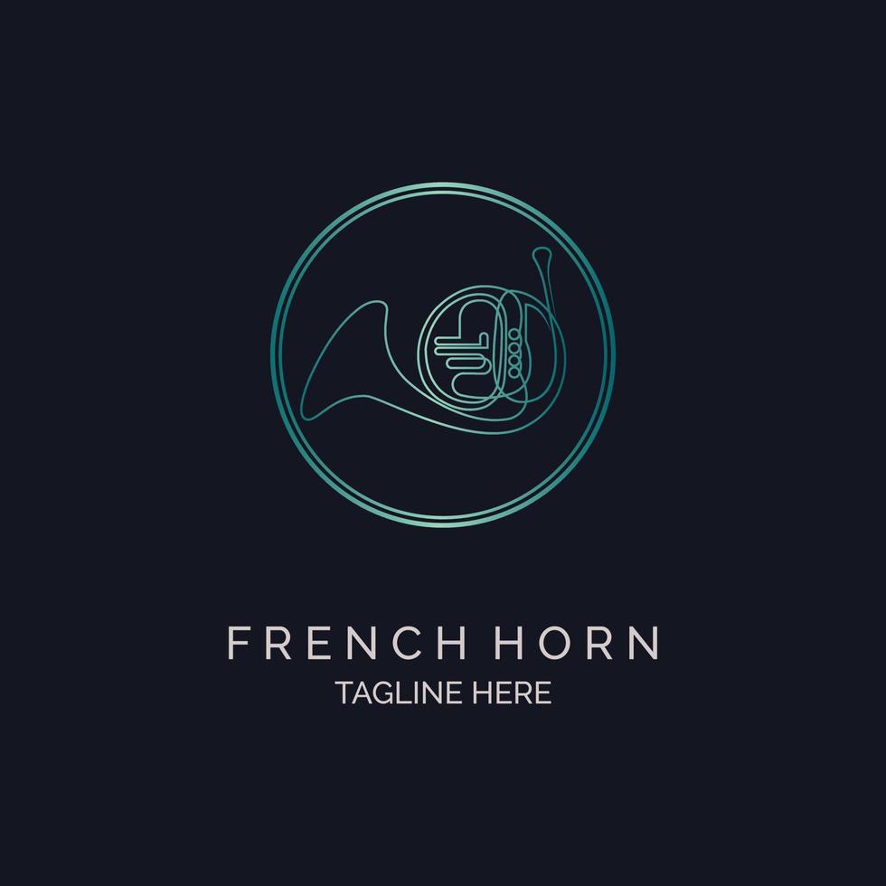 French Horn line style logo design template for brand studio music or company and other vector