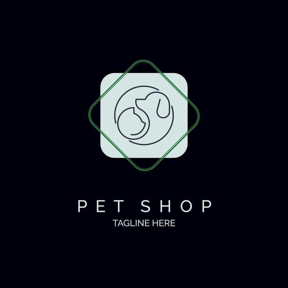 pet shop line style logo design template for brand or company and other vector