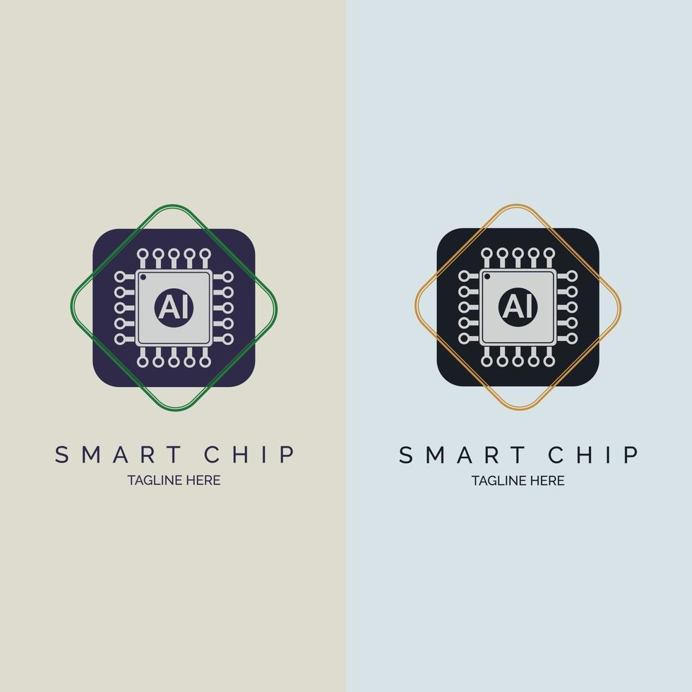 Integrated Circuit microchip CPU ai smart chip logo design template for brand or company and other vector