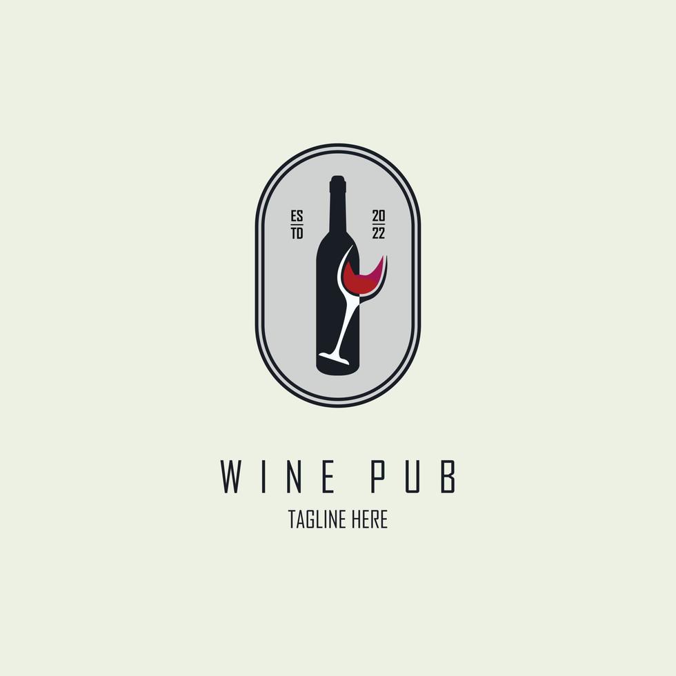 wine pub bar logo design template for brand or company and other vector