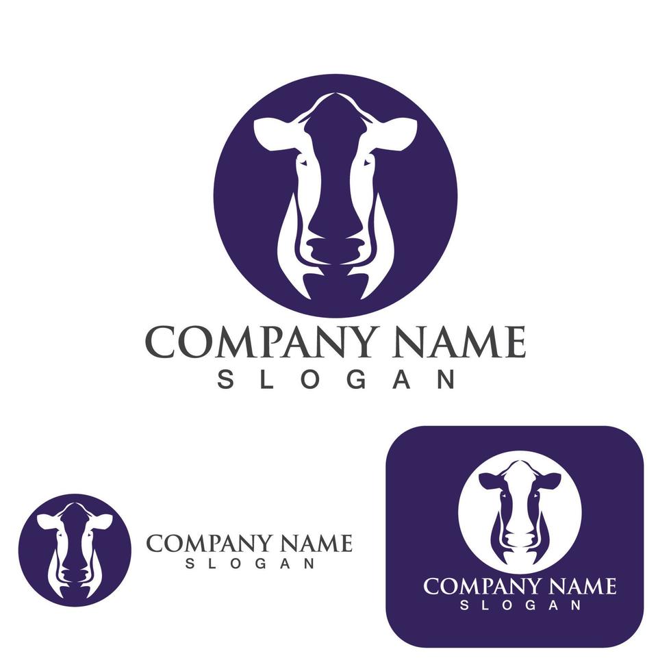 Cow head and  logo vector template