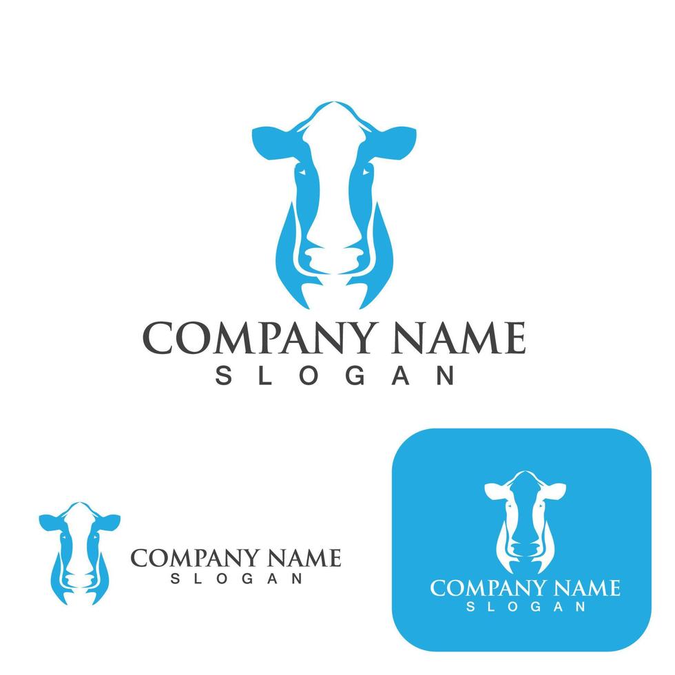 Cow head and  logo vector template