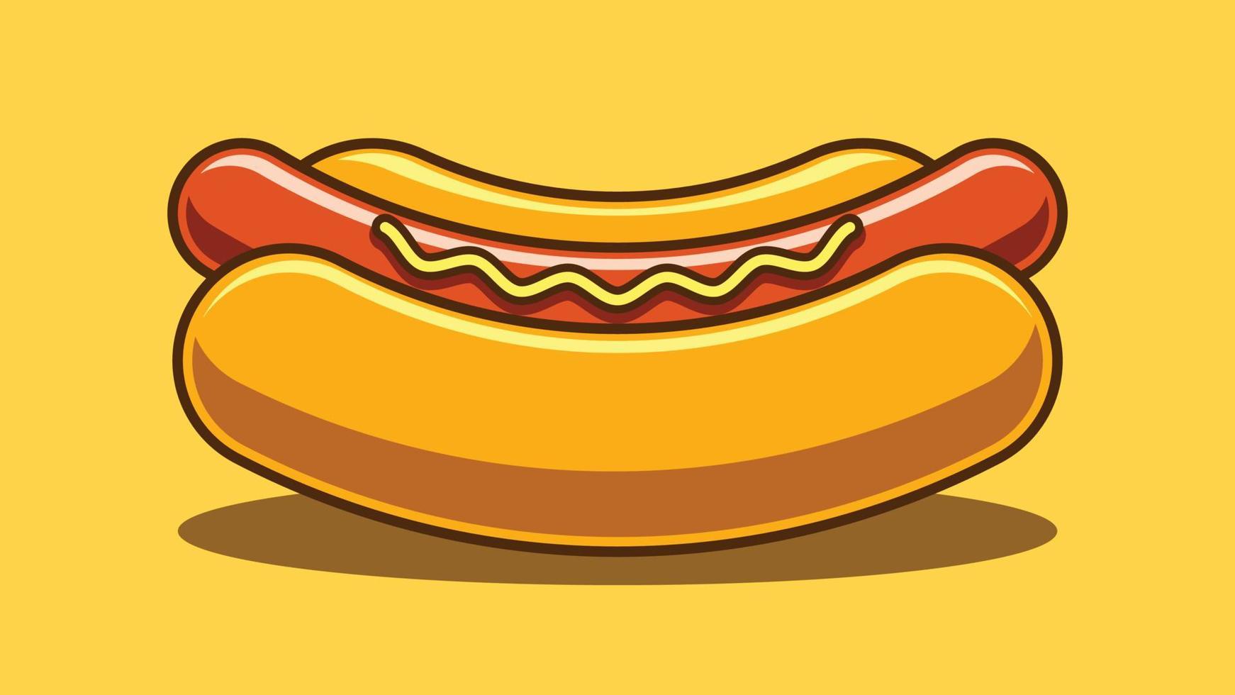 Cartoon hot dog with mustard vector