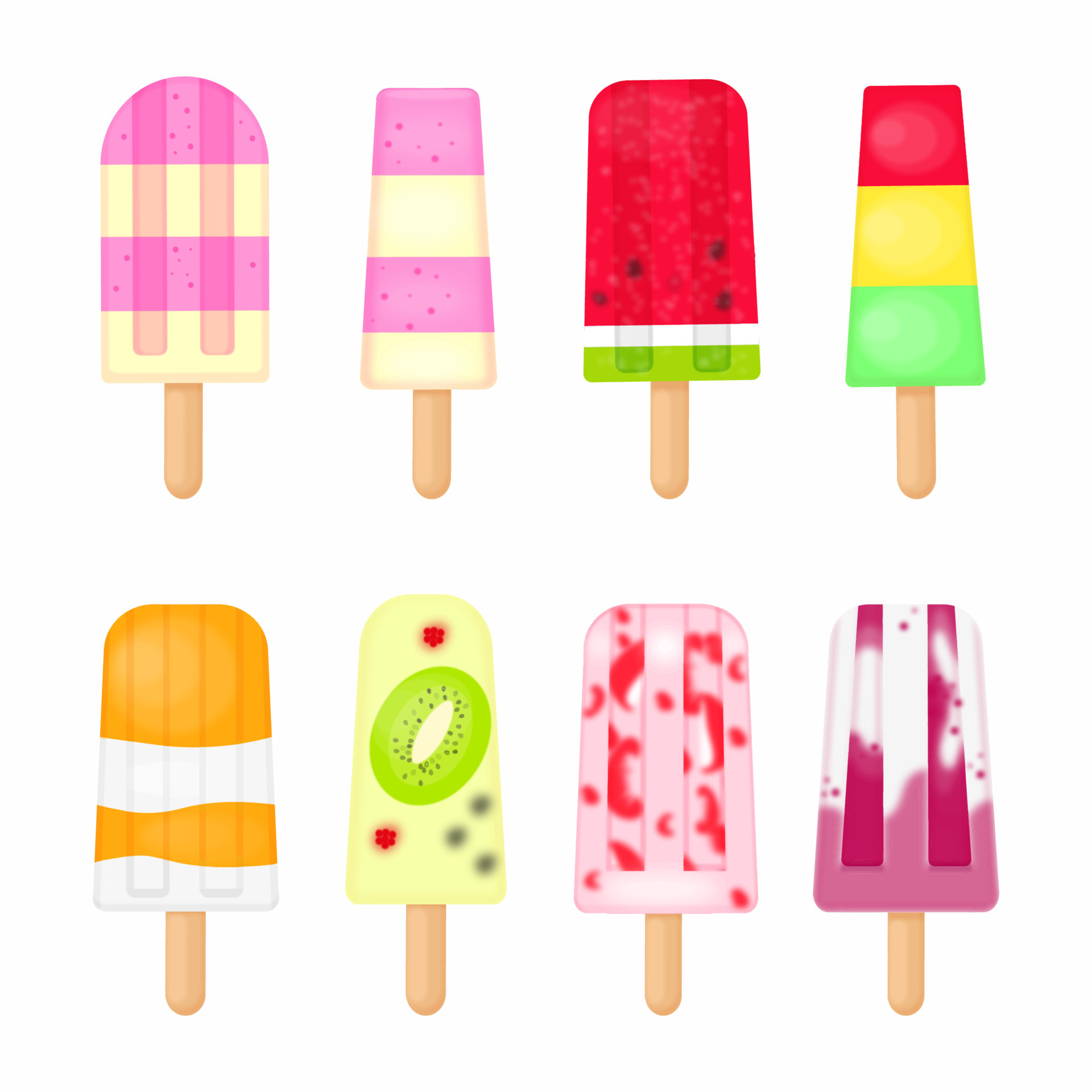 ICE CREAM CLIPART Popsicle and Frozen Dessert Summer Clipart