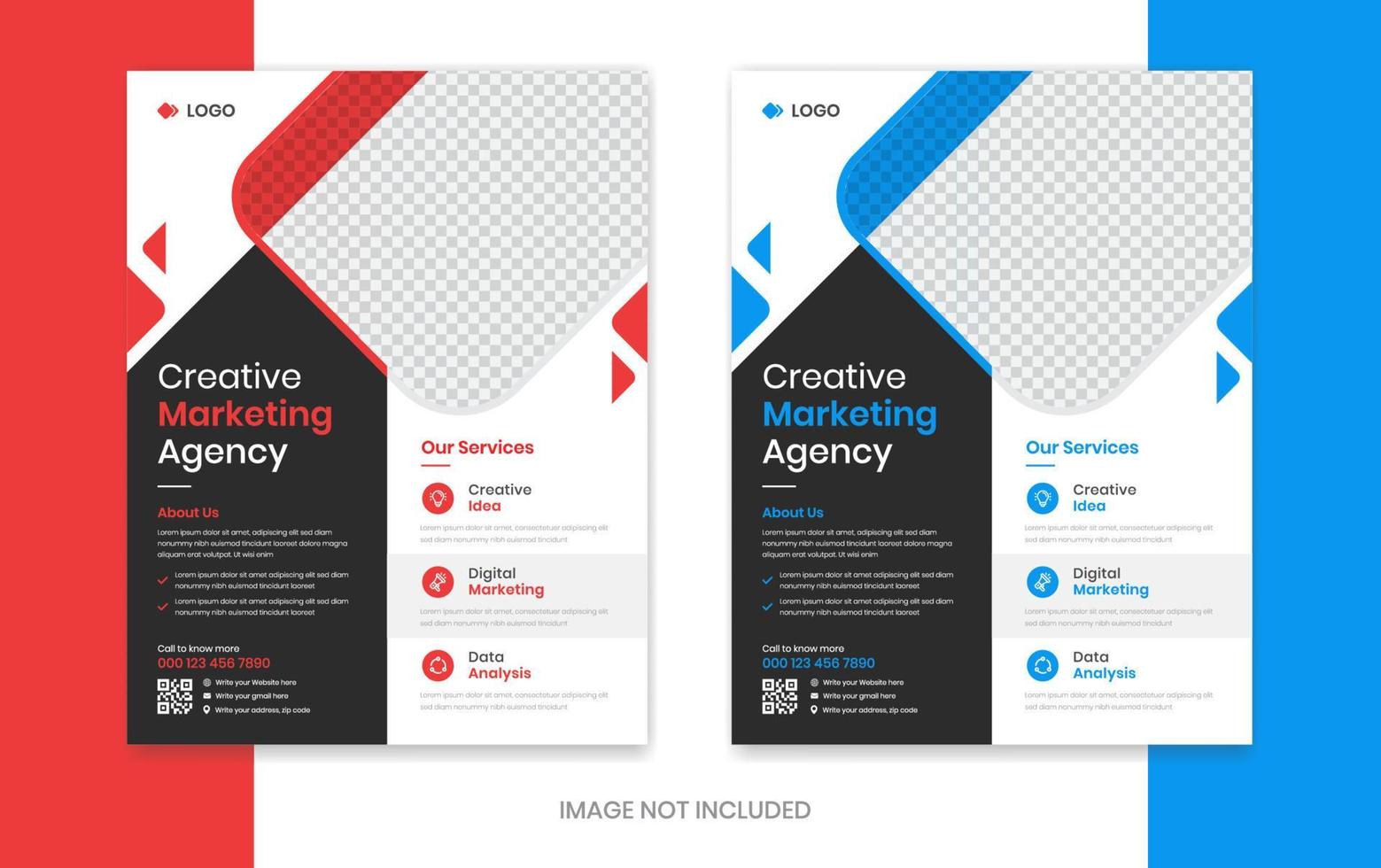 Corporate flyer design layout set, business leaflet template vector
