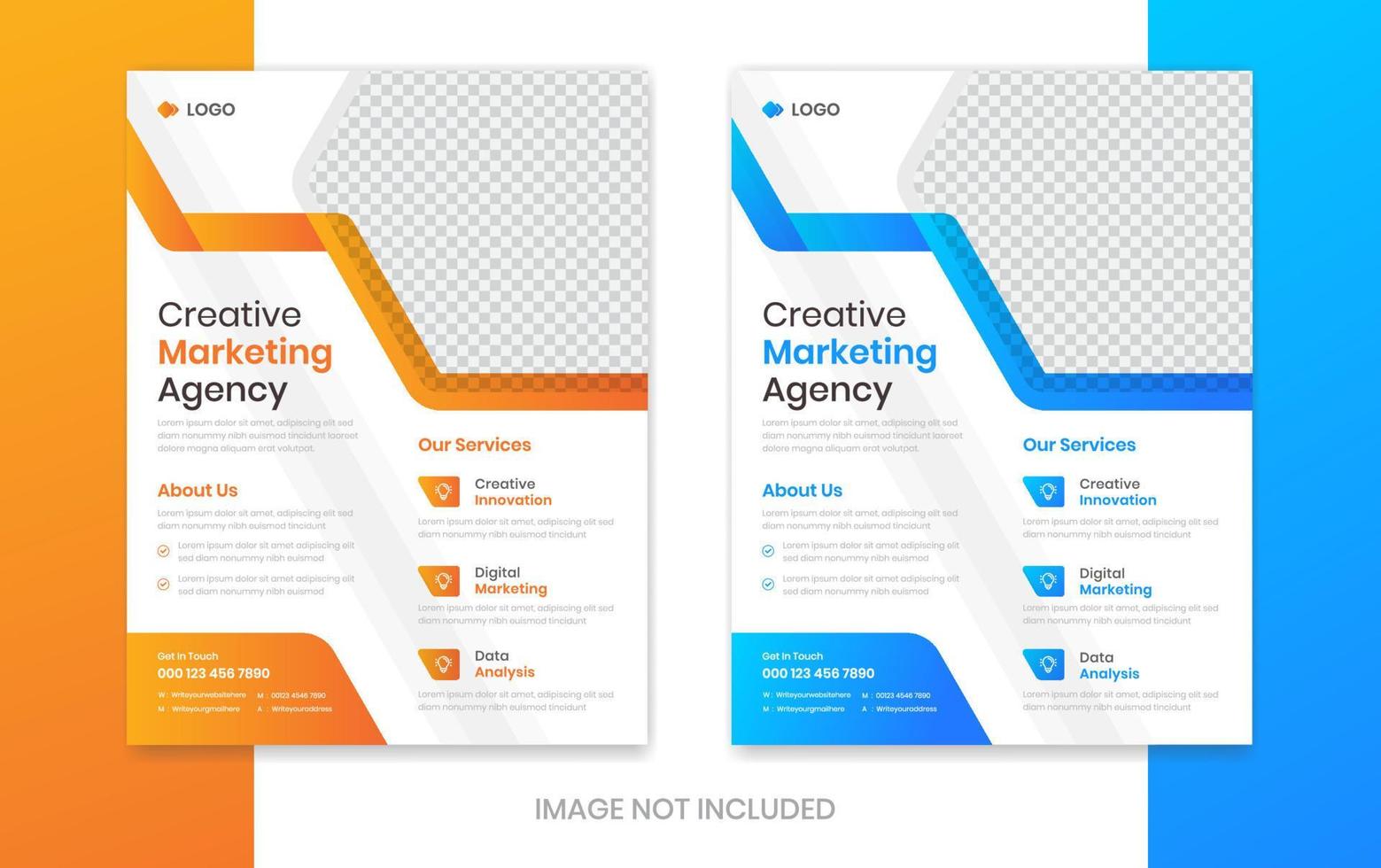 Corporate flyer template design, business leaflet vector set