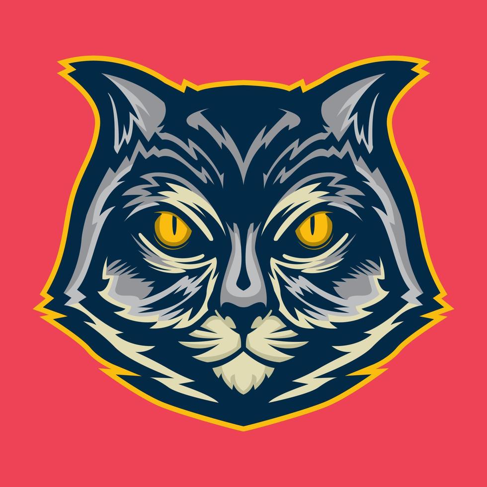 Angry Cat Vector. Cartoon Style Illustrated Character. vector