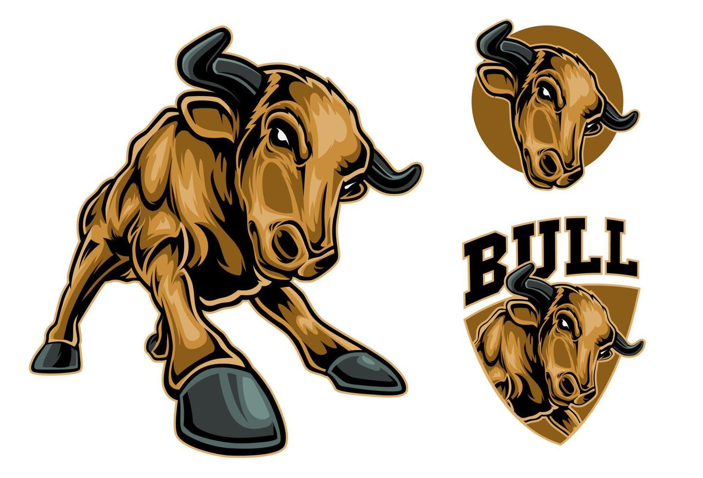 insignia del logotipo del deporte cabeza de toro vector