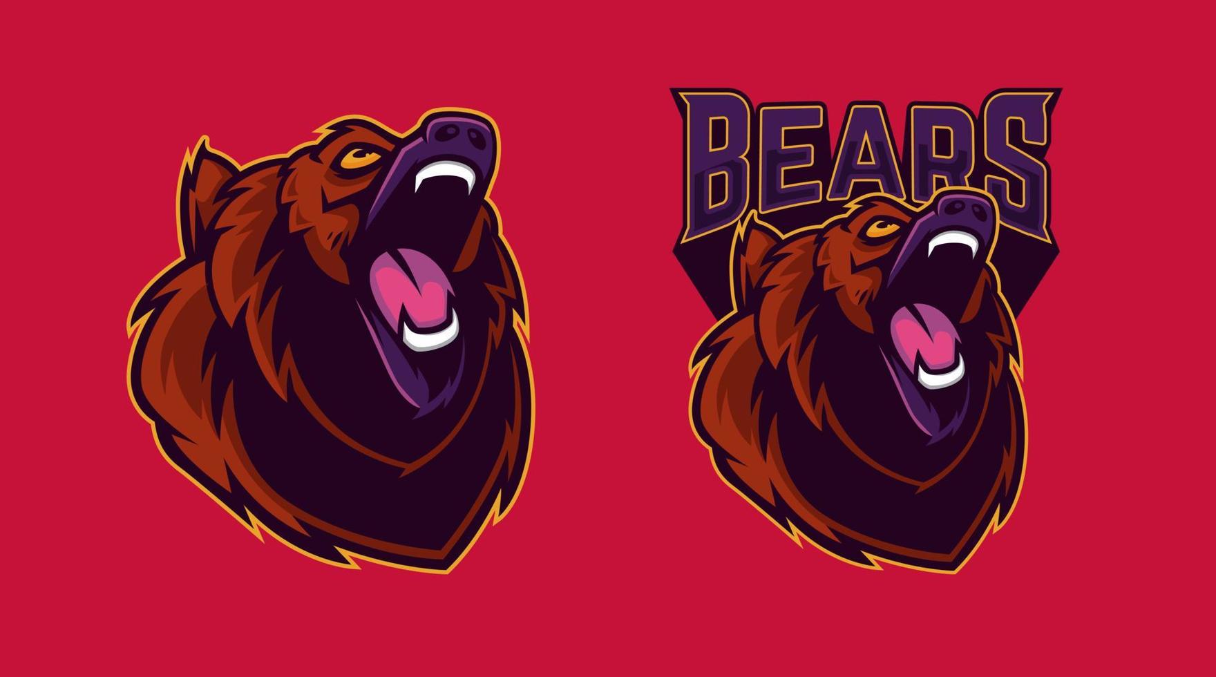 Angry Bear Head Mascot Illustration vector