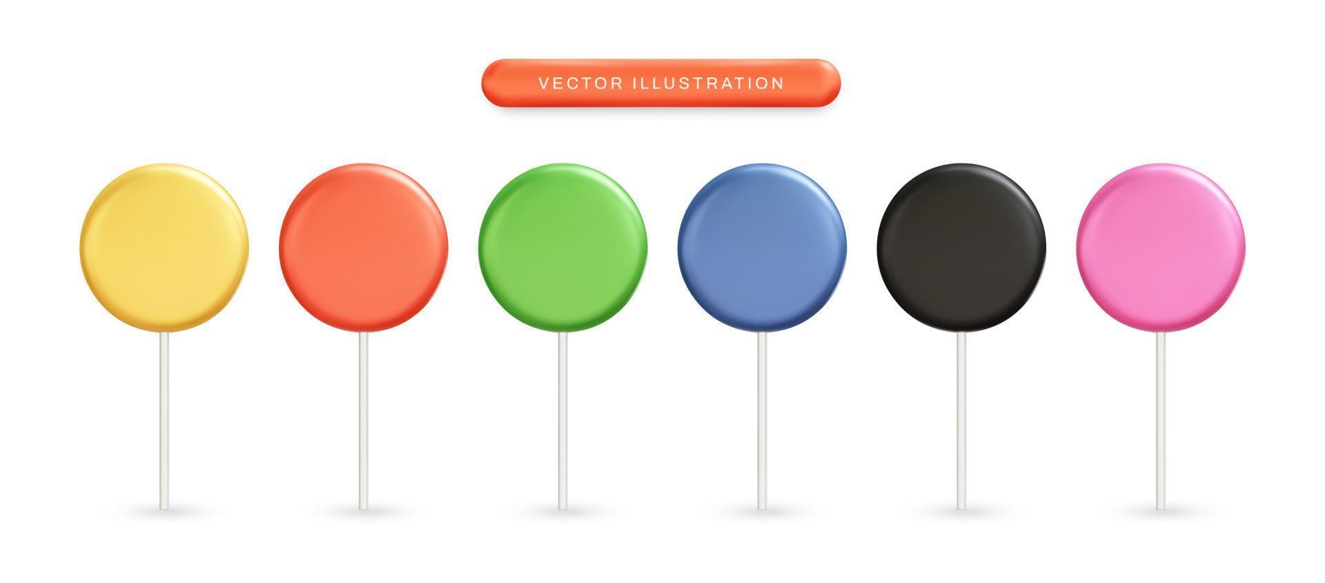 Lollipop candy realistic 3d vector illustration set