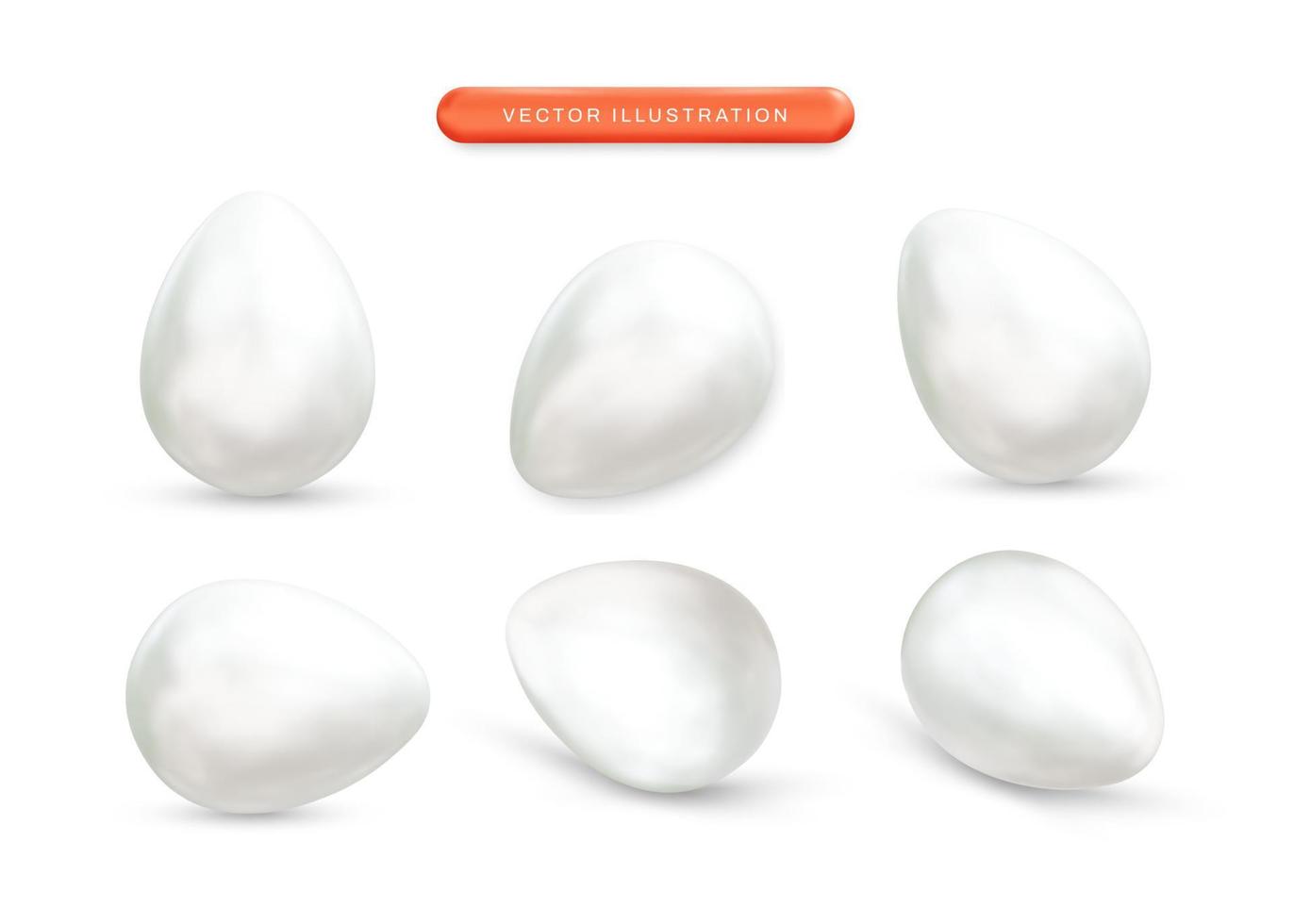 White egg realistic 3d vector illustration set