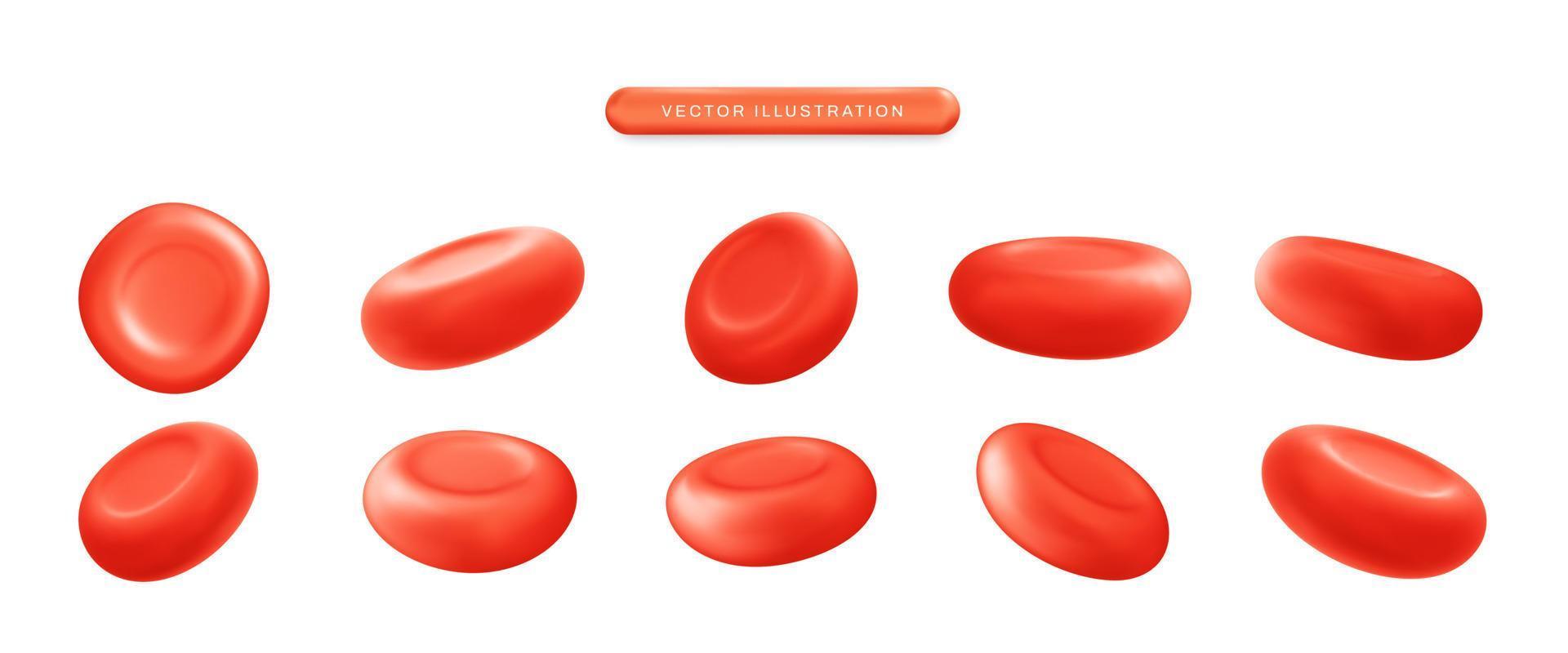 Red blood cell realistic 3d vector icon illustration set