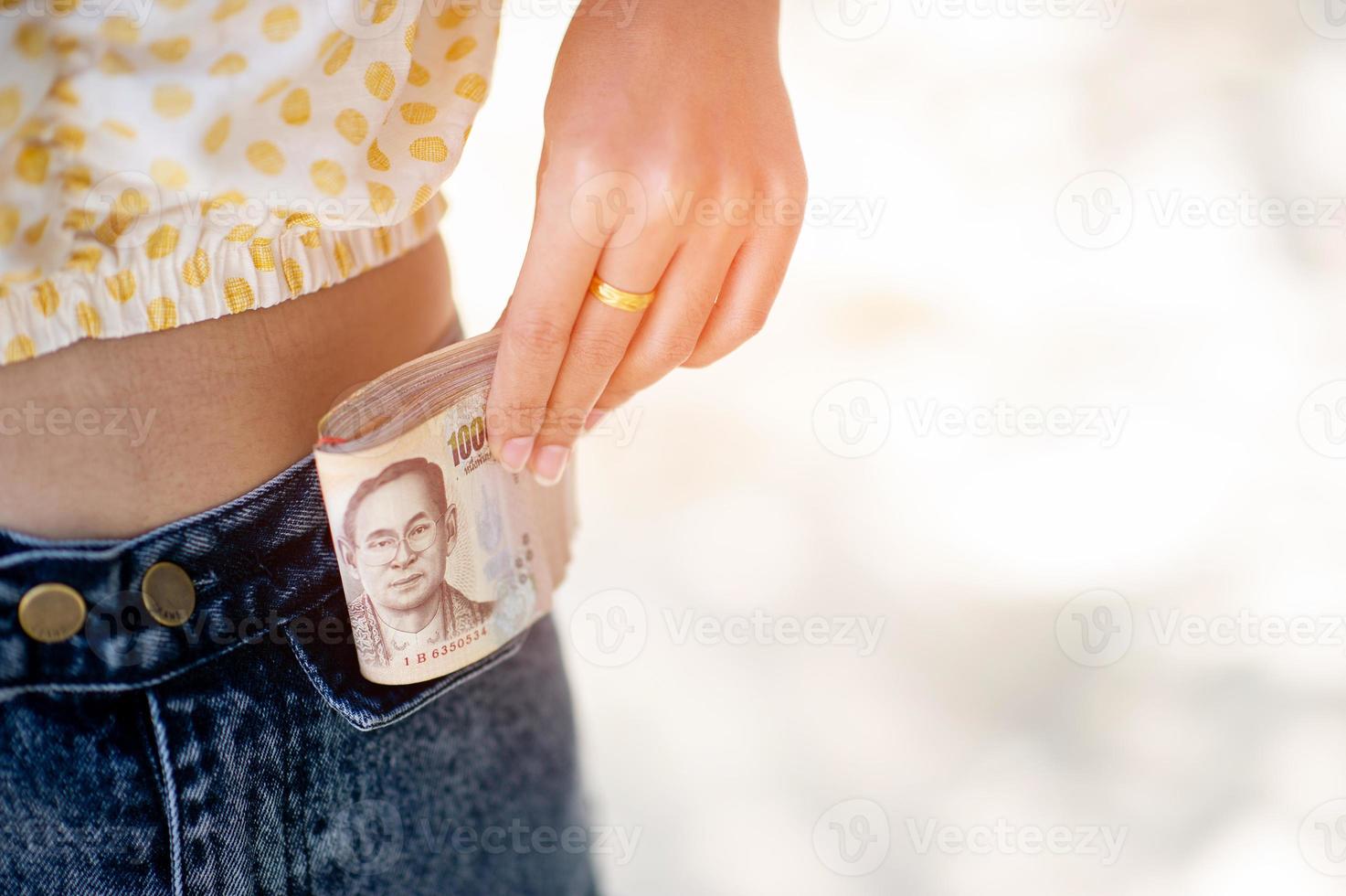 Close-up photos and bank cards used for business and currency exchange purchases. Hand and money concept