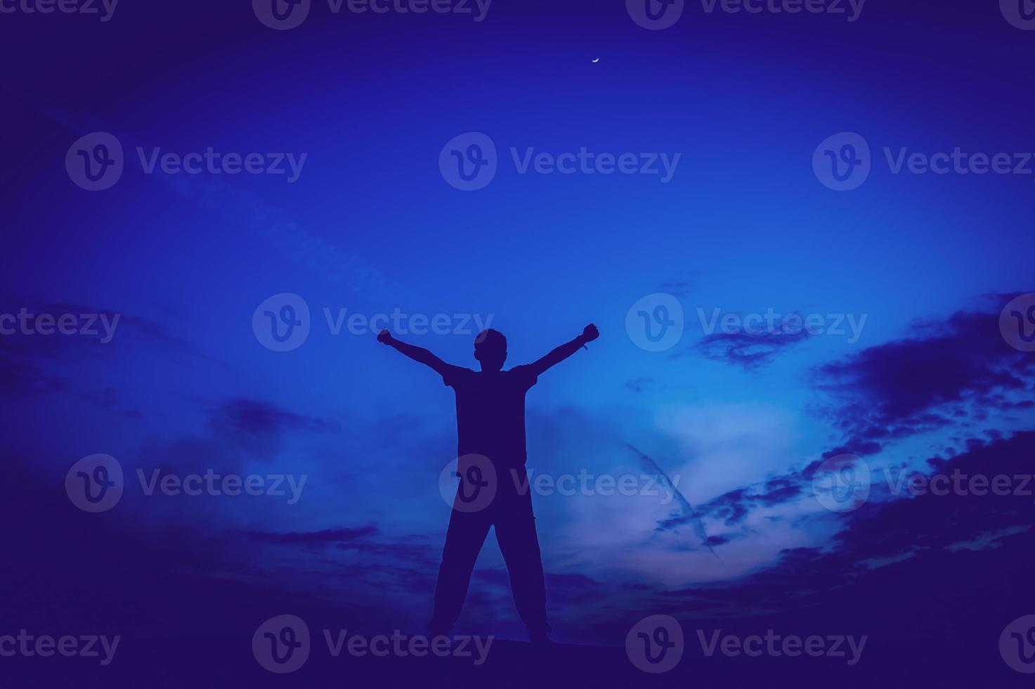 succeed The image of a successful young man in every area of life Black silhouette concept photo