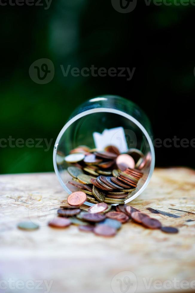 Silver coins, saving money for the future The concept of using money to know money photo