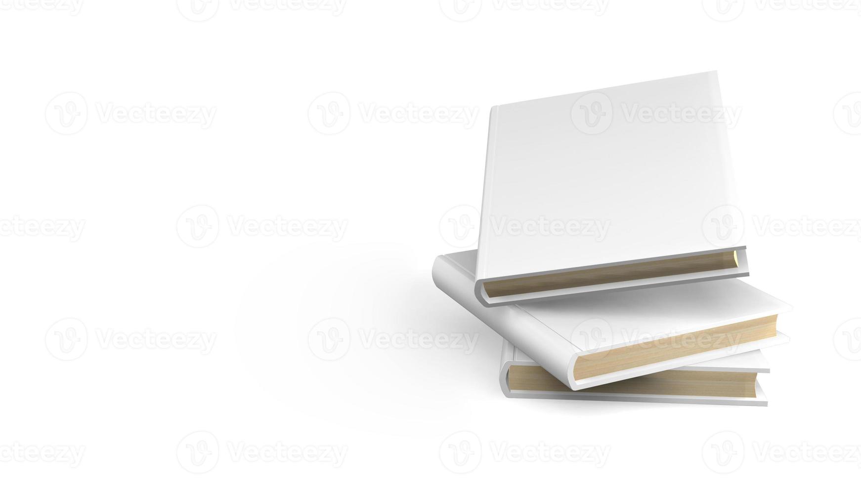 3D Render white Stack of Three Hardcover Book and blank space for mockup scene photo