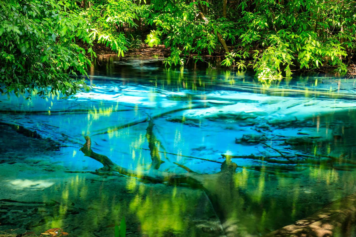 Blue Pool, turquoise crystal clear spring hidden in middle of forest, Krabi, Thailand photo