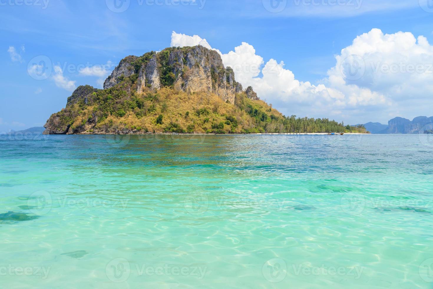 Beautiful crystal clear turquoise blue sea at Ko Tub, Ko Mor and Poda Island, Ao Phra Nang bay, Krabi, Thailand photo