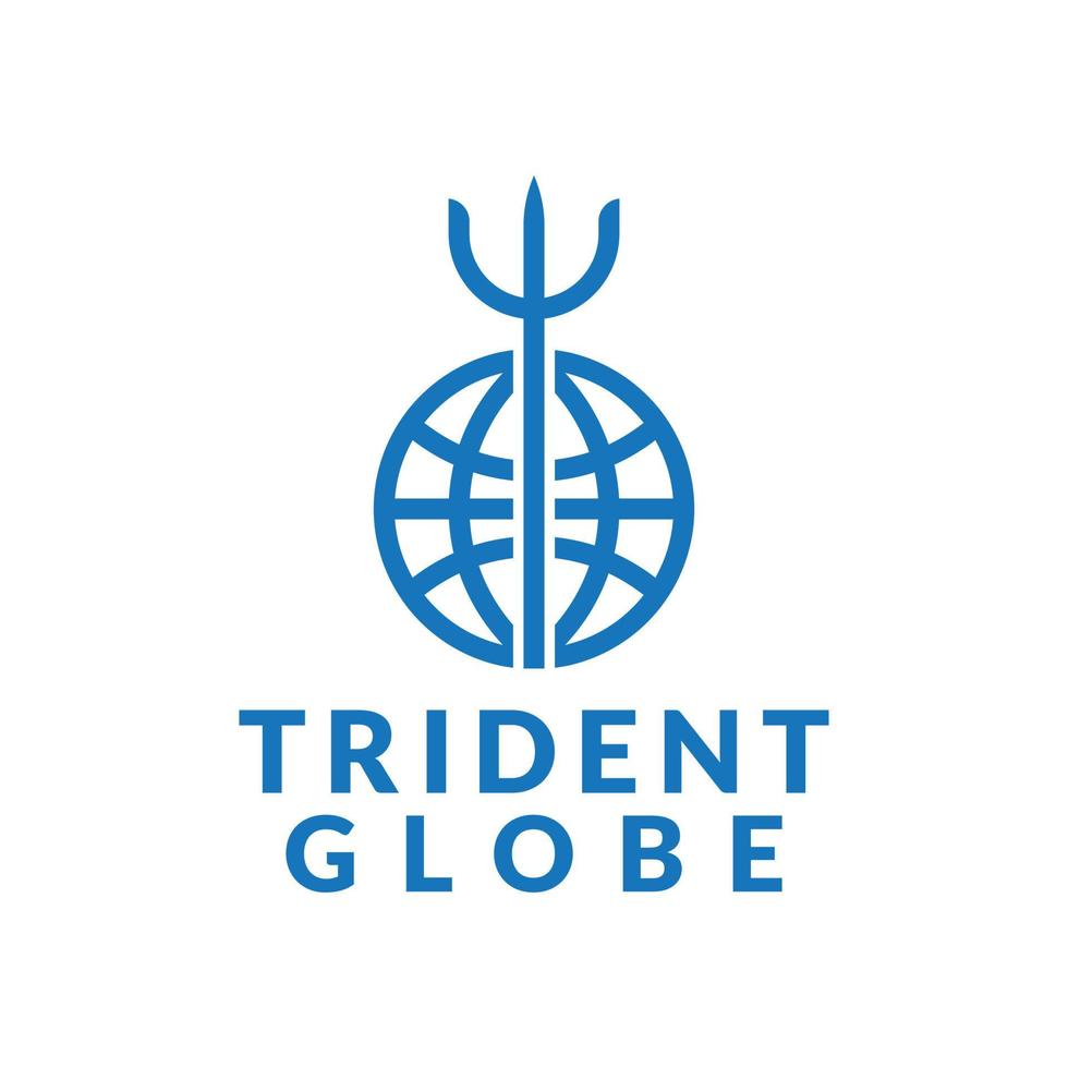 trident and globe logo design vector